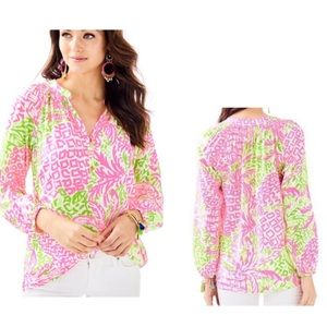 NWT Lilly Pulitzer Elsa Silk Top Home Slice Small